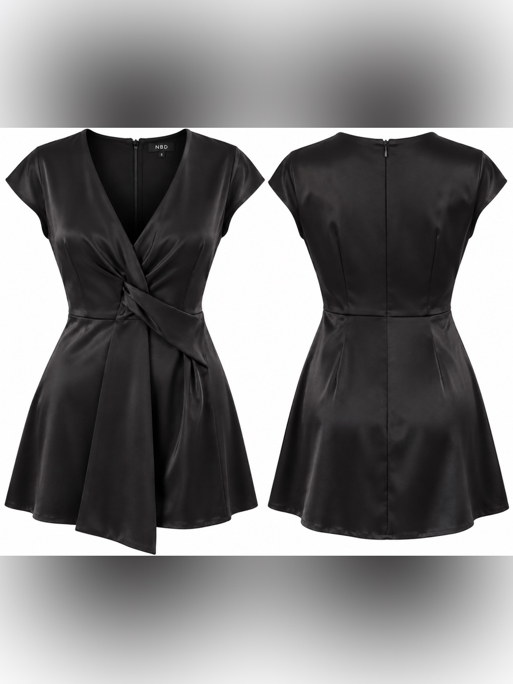 NBD Black Wrap Mini Dress | Size S